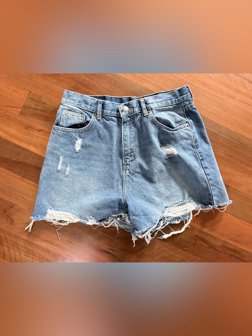 Nasty Gal Light Blue Distressed Denim Cutoff Shorts